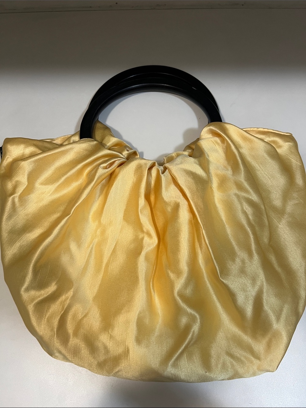 1154 Lill Studio Yellow Satin and Brown Zebra-Print Tote